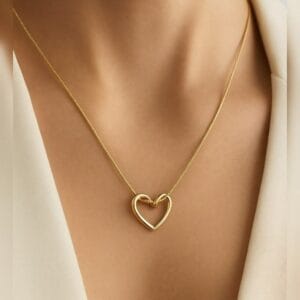 Dainty Open Heart Outline Necklace – Trendy Korean Style Everyday Layering Chain
