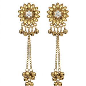 Antique Gold Plated Sunflower Jhumka Earrings for Women