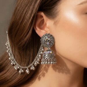 Traditional German Silver Bahubali Jhumka