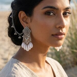 Traditional German Silver Bahubali Jhumka