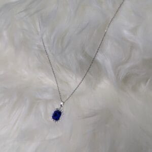 Elegant Silver Plated Blue Sapphire Zircon Locket