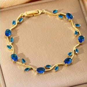 Cubic Zirconia Wrist Chain with Vine Flowers, Sweet and Romantic Metal Bracele