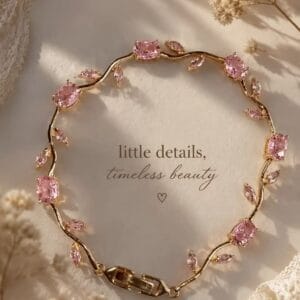 Cubic Zirconia Wrist Chain with Vine Flowers, Sweet and Romantic Metal Bracele